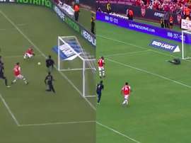 Pênalti e expulsão de Nacho e gol de Lacazette. Captura/ESPN