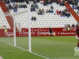 Nauzet no pudo hacer nada para evitar el tanto de Febas. LaLiga
