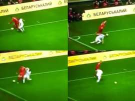 Neuer dejó tirado a un rival en el Bielorrusia-Alemania. Capturas/RTL