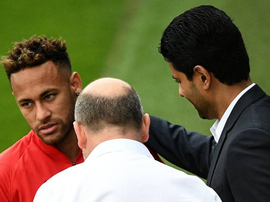 Neymar confronts Al Khelaifi. AFP