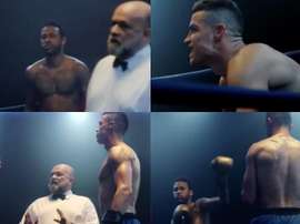 Neymar e Cristiano se encaram em um ringue de boxe. MEO