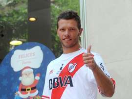 Nicolás Domingo, en su presentación como nuevo futbolista de River Plate. Twitter