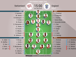 Official line-ups, Switzerland v England, Nations League 3rd place play-off. BeSoccer