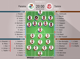 Official line-ups for the 2018 Group G match between Panama and Tunisia. BeSoccer