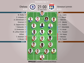 Official lineups for Chelsea v Lyon in the International Champions Cup. BeSoccer