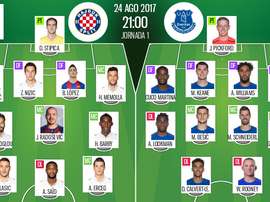 Lineups for the Europa League play-off return fixture between Hajduk Split and Everton. Besoccer