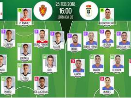 Onces confirmados del Zaragoza-Oviedo. BeSoccer