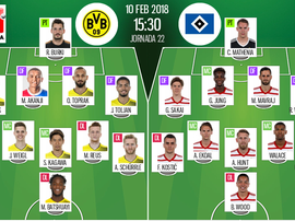 As escalações de B. Dortmund e Hamburgo para este jogo. BeSoccer