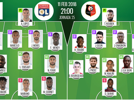 As escalações de Lyon e Rennes para este jogo. BeSoccer