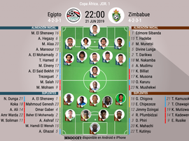 Onces oficiales del Egipto-Zimbabue, partido inaugural de esta Copa África. BeSoccer