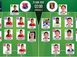 Onces oficiales del Independiente Medellín-Melgar de la Copa Libertadores. EFE