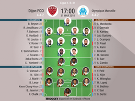 Onzes do Dijon-Marseille, 31-03-18. BeSoccer