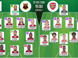 Official lineups for Ostersunds and Arsenal. BeSoccer.