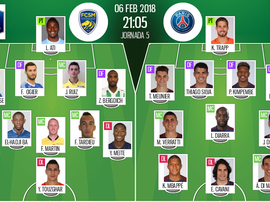 Os onzes de Sochaux e PSG para o encontro desta terça-feira. BeSoccer