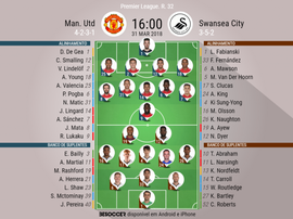Os onzes de United e Swansea para este encontro. BeSoccer