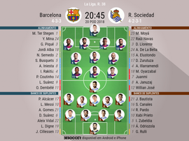 Onzes oficiais do Barcelona - Real Sociedad da j 38 Laliga 17-18.BeSoccer