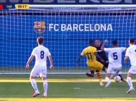 Dembélé marca o primeiro gol do Barcelona na temporada 2020-21. Captura/FCBarcelona