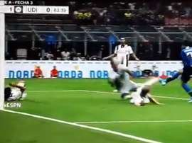 Sanchez was denied a goal thanks to a brilliant save by the Udinese keeper. Captura/ESPN