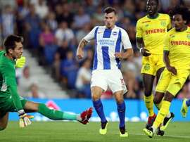 Pascal Gross nets Brighton's second goal. OfficialBHAFC/Paul Hazlewood