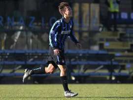 Paulino de la Fuente, nuevo futbolista del Atlético de Madrid, en un partido cuando militaba en las categorías inferiores del Inter de Milán. Twitter