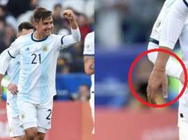 Dybala scored whilst wearing some of Messi's lucky red tape. AFP