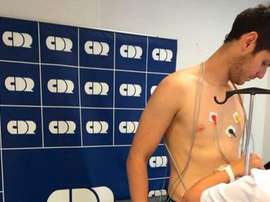 Pedro Franco, durante el reconocimiento médico con San Lorenzo. Twitter
