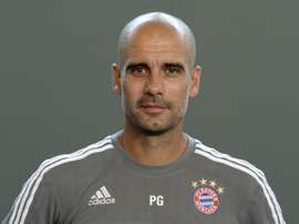 Pep Guardiola poses during the team presentation in Munich, southern Germany, on July 16, 2015.