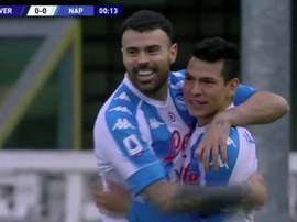 El Nápoles ríe primero y ríe peor en Verona. Captura/MovistarLigadeCampeones