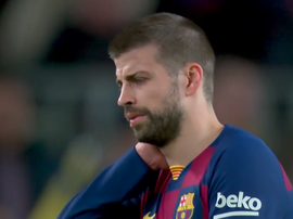 Pique had problems just before half-time. Captura/MovistarLaLiga