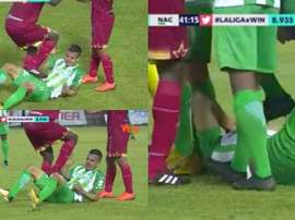 Mosquera le propinó un pisotón a Campuzano. Captura/Win Sports