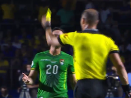 Pitana was allowed to give Saucedo a yellow card after the VAR review. Captura/DAZN