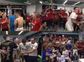 Plantilla, cuerpo técnico y directiva lo celebraron en el vestuario. Twitter/RFEF