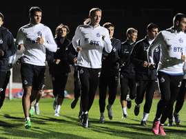 Plantilla del Dinamo de Moscú realizando una sesión de entrenamiento. FCDynamo