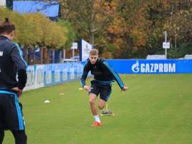 Platte, en un entrenamiento con el Schalke 04. Twitter