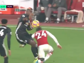 Pogba expulso frente ao Arsenal. Captura/Sport1