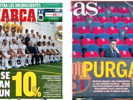 Capas dos jornais espanhóis Marca e AS.