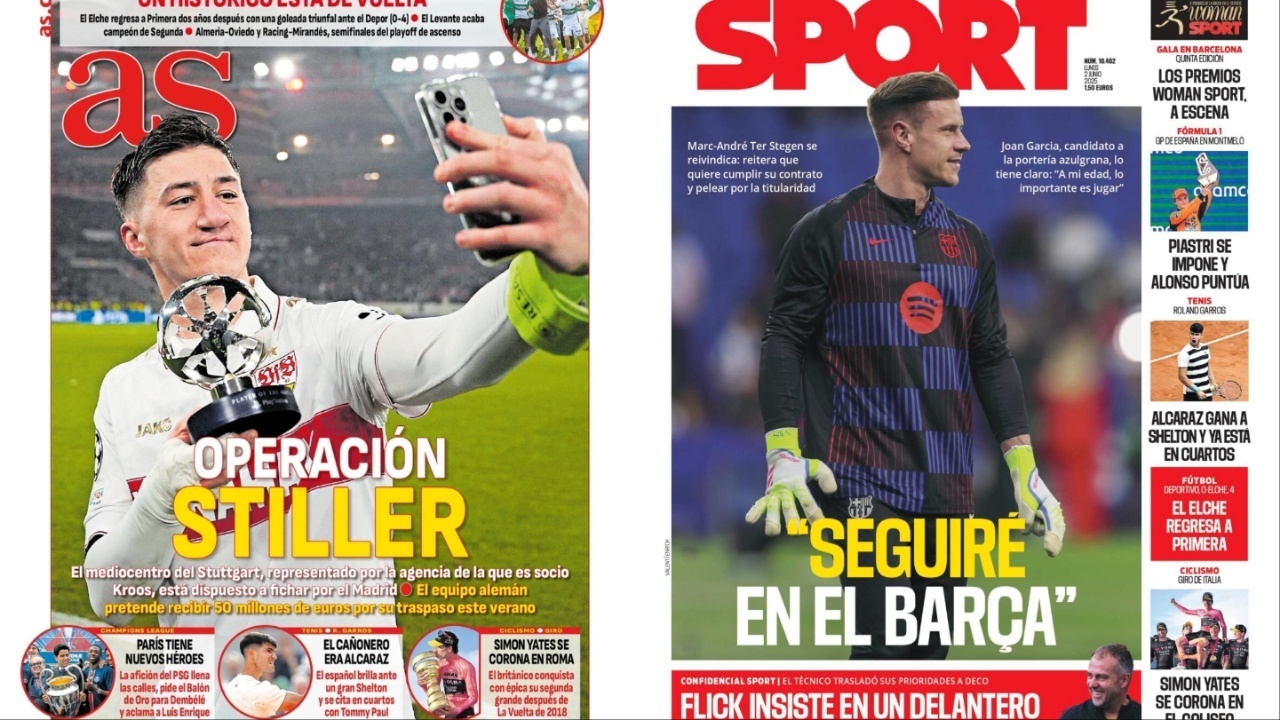 Portadas de la prensa deportiva del 02-06-25