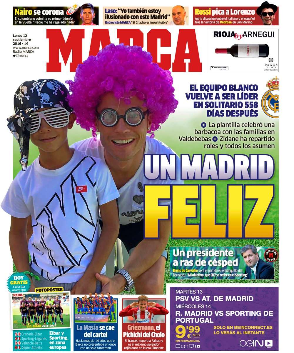 Les Unes des journaux sportifs en Espagne du 12 septembre 2016  BeSoccer