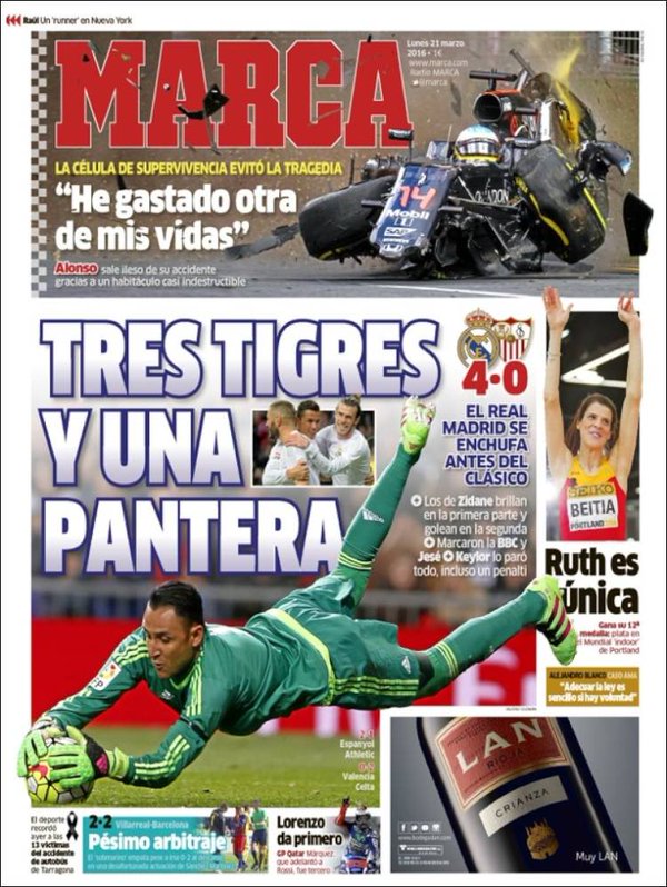 Les Unes des journaux sportifs en Espagne du 21 mars 2016  BeSoccer