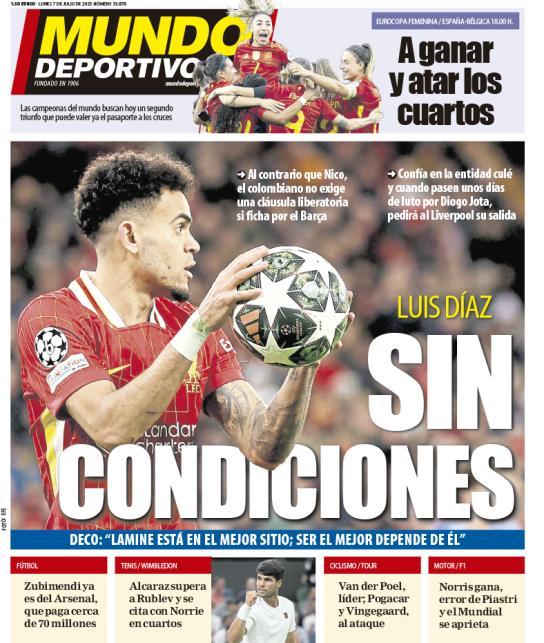 Portadas de la prensa deportiva del 07-07-25
