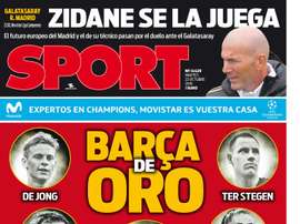 Capa do jornal Sport de 22-10-2019. Sport