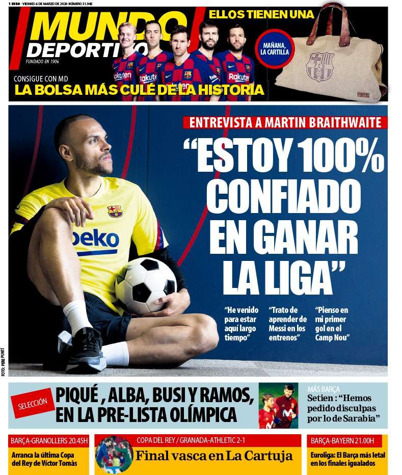 Les Unes des journaux sportifs en Espagne du 6 mars 2020  BeSoccer