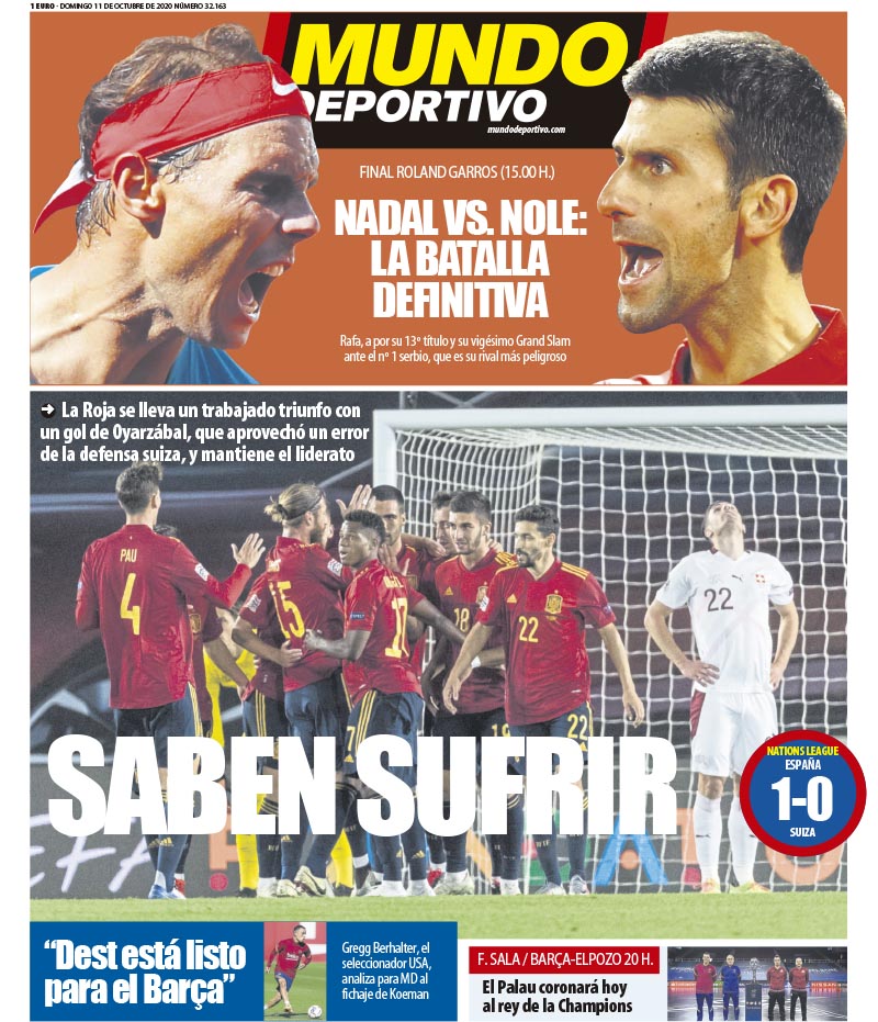 Les Unes des journaux sportifs en Espagne du 11 octobre 2020