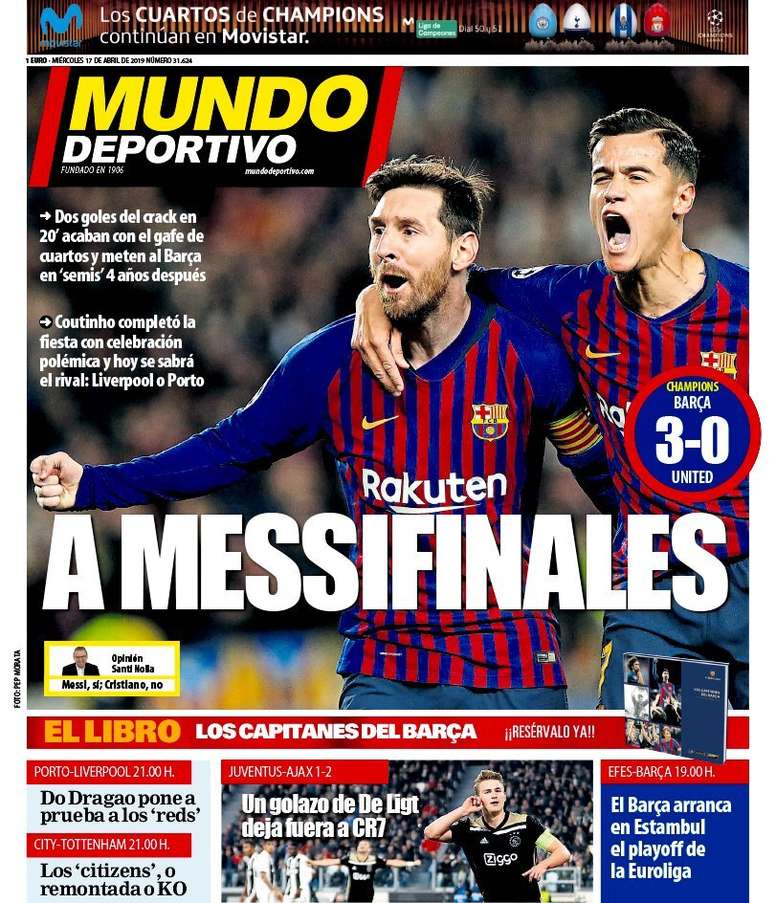 Periodico F.C.Barcelona. Portada-mundo-deportivo-17-04-19--md