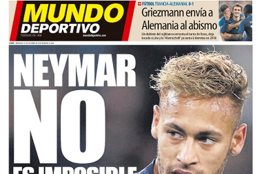 Capa do jornal 'Mundo Deportivo' de 17-10-18. Mundo Deportivo