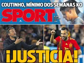 Portada Sport 09-11-18. Sport. AFP