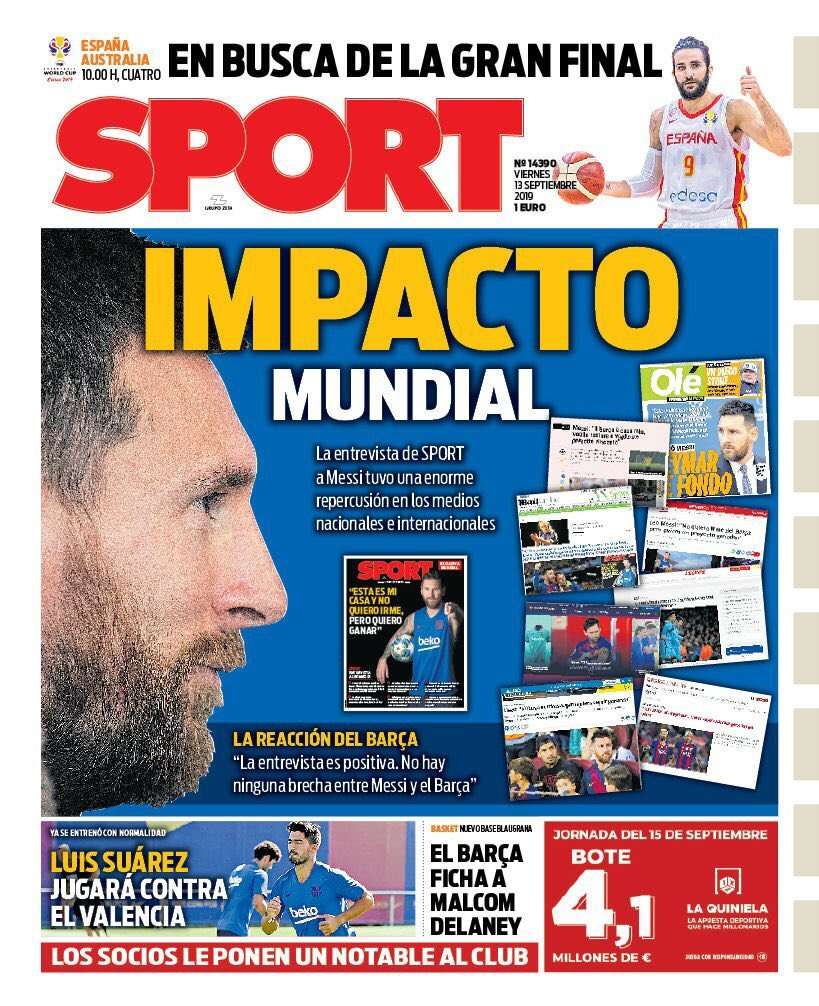 Les Unes des journaux sportifs espagnols du 13/09/2019  BeSoccer