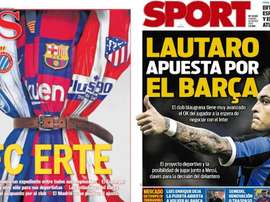 Capas deste sábado dos jornais espanhóis AS e Sport.