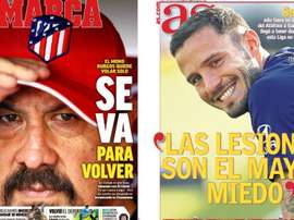 Les Unes des journaux sportifs en Espagne. Marca/AS