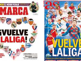 Capas das revistas AS e Marca de 24 de maio de 2020. Marca/AS
